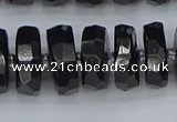 CRB1425 15.5 inches 8*18mm faceted rondelle black tourmaline beads