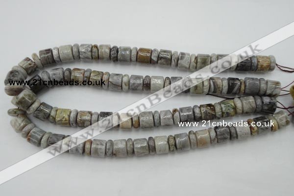 CRB143 15.5 inches 6*12mm & 10*12mm rondelle silver needle agate beads