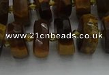CRB1432 15.5 inches 6*12mm faceted rondelle yellow tiger eye beads