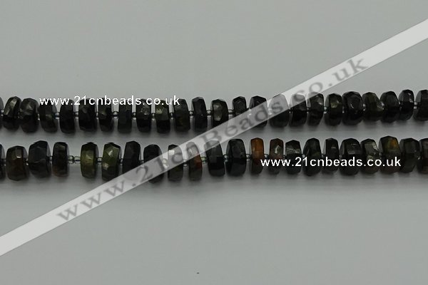 CRB1441 15.5 inches 6*10mm faceted rondelle blue tiger eye beads