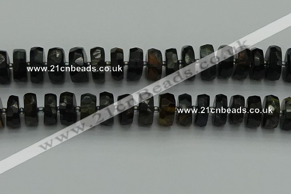 CRB1444 15.5 inches 8*16mm faceted rondelle blue tiger eye beads