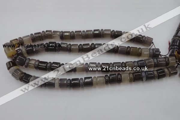 CRB145 15.5 inches 6*12mm & 10*12mm rondelle grey agate beads