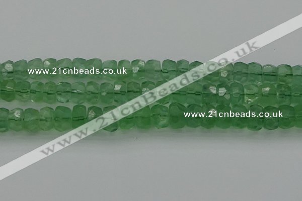 CRB1461 15.5 inches 6*12mm faceted rondelle green fluorite beads