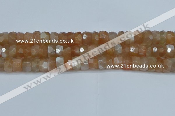 CRB1471 15.5 inches 6*12mm faceted rondelle moonstone beads