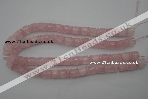 CRB149 15.5 inches 6*12mm & 10*12mm rondelle rose quartz beads