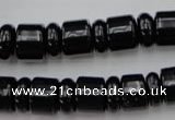 CRB151 15.5 inches 6*12mm & 10*12mm rondelle black agate beads