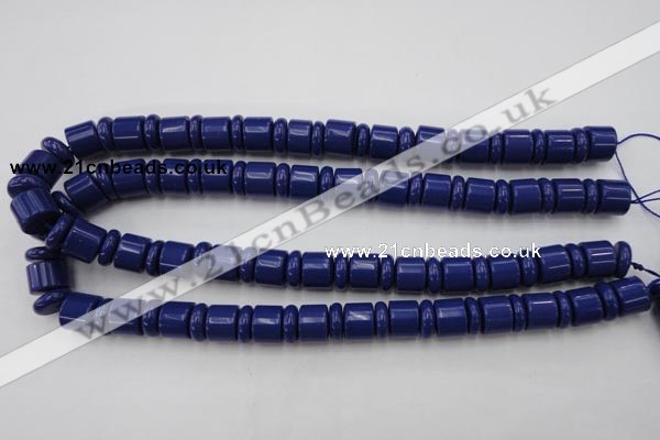 CRB153 15.5 inches 6*12mm & 10*12mm rondelle blue stone beads