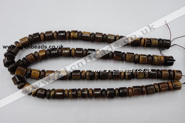 CRB154 15.5 inches 6*12mm & 10*12mm rondelle yellow tiger eye beads