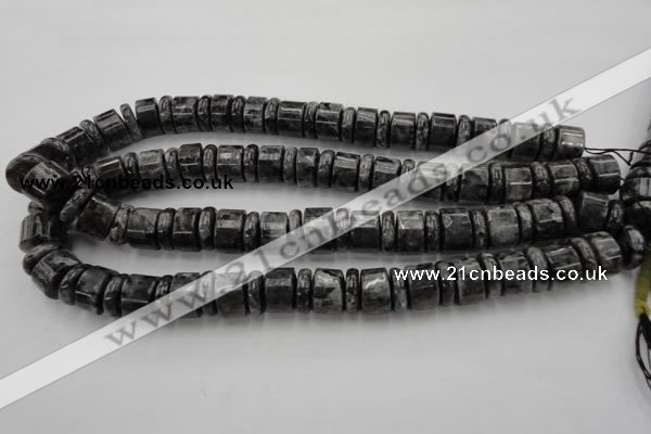 CRB160 15.5 inches 5*14mm & 10*14mm rondelle black labradorite beads