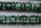 CRB162 15.5 inches 5*14mm & 10*14mm rondelle green picture jasper beads