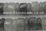 CRB180 15.5 inches 5*14mm – 10*14mm rondelle cloudy quartz beads