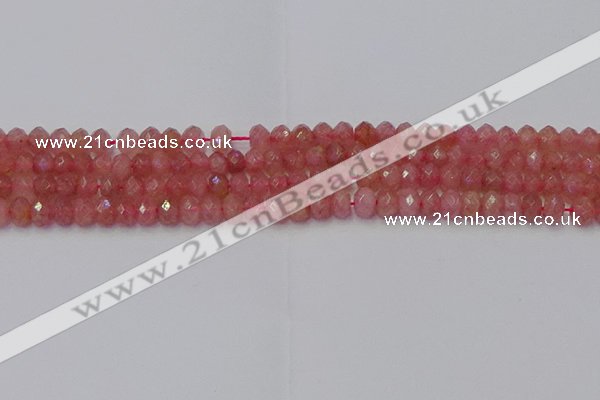 CRB1800 15.5 inches 4*6mm faceted rondelle strawberry quartz beads