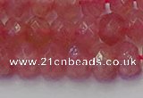 CRB1802 15.5 inches 6*10mm faceted rondelle strawberry quartz beads