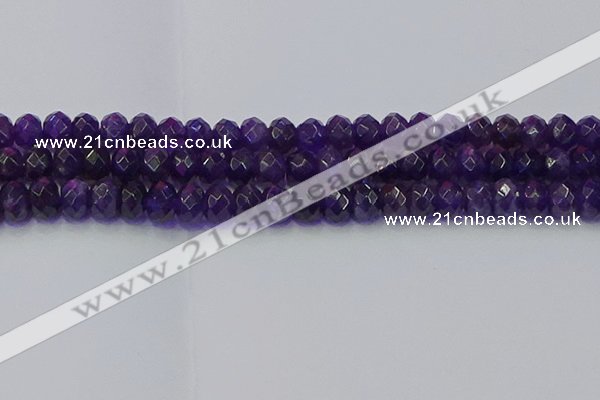 CRB1806 15.5 inches 6*10mm faceted rondelle amethyst beads