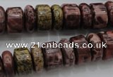 CRB181 15.5 inches 5*14mm – 10*14mm rondelle red artistic jasper beads