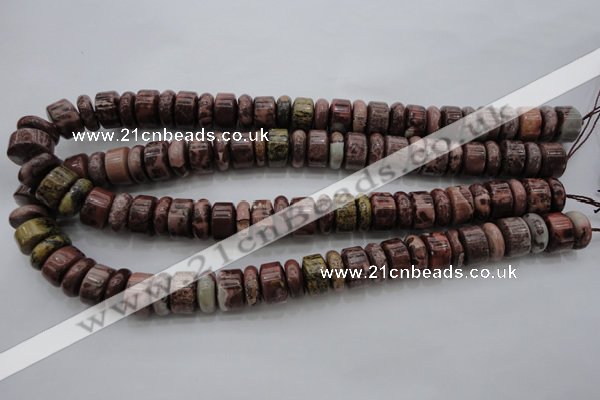 CRB181 15.5 inches 5*14mm – 10*14mm rondelle red artistic jasper beads