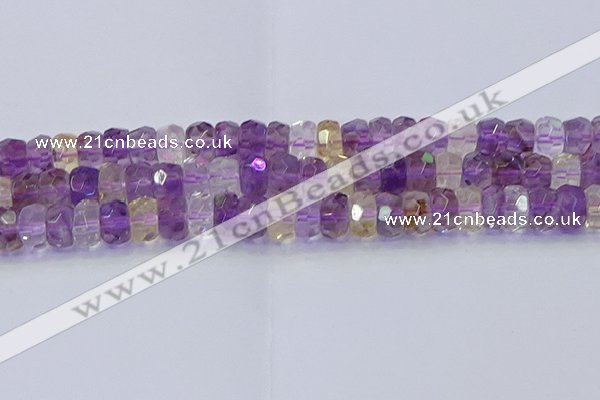 CRB1810 15.5 inches 6*12mm faceted rondelle ametrine beads