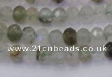 CRB1812 15.5 inches 4*6mm faceted rondelle green rutilated quartz beads