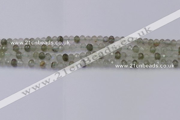 CRB1812 15.5 inches 4*6mm faceted rondelle green rutilated quartz beads