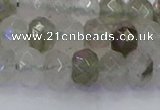 CRB1813 15.5 inches 5*8mm faceted rondelle green rutilated quartz beads