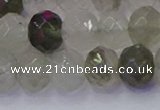 CRB1814 15.5 inches 6*10mm faceted rondelle green rutilated quartz beads