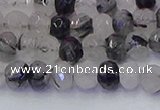 CRB1816 15.5 inches 4*6mm faceted rondelle black rutilated quartz beads