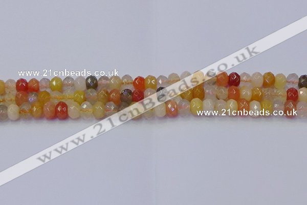 CRB1820 15.5 inches 4*6mm faceted rondelle mixed rutilated quartz beads