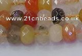 CRB1821 15.5 inches 5*8mm faceted rondelle mixed rutilated quartz beads