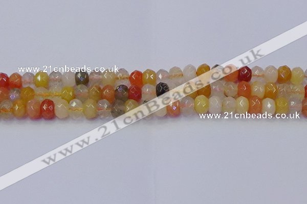 CRB1821 15.5 inches 5*8mm faceted rondelle mixed rutilated quartz beads