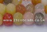 CRB1822 15.5 inches 6*10mm faceted rondelle mixed rutilated quartz beads