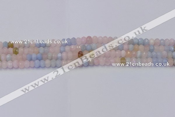 CRB1828 15.5 inches 4*6mm faceted rondelle morganite beads