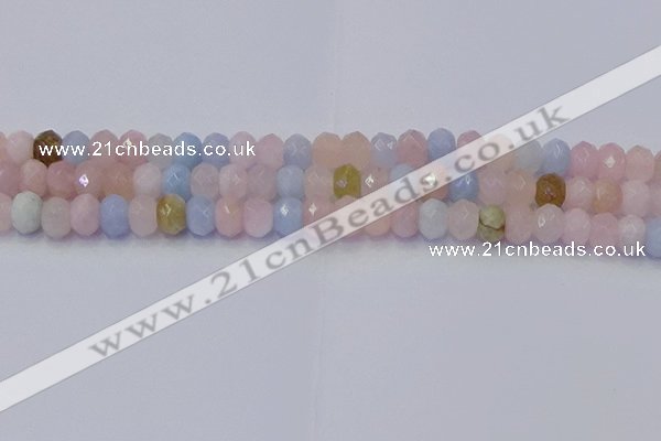 CRB1829 15.5 inches 5*8mm faceted rondelle morganite beads