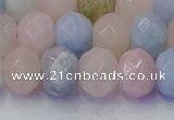 CRB1830 15.5 inches 6*10mm faceted rondelle morganite beads