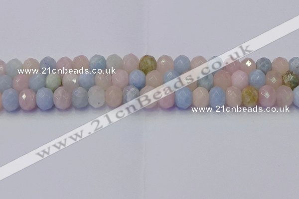 CRB1830 15.5 inches 6*10mm faceted rondelle morganite beads