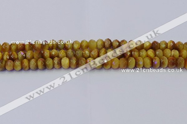 CRB1837 15.5 inches 5*8mm faceted rondelle golden tiger eye beads