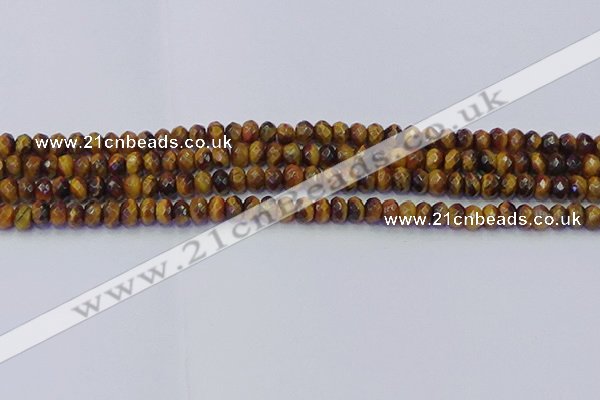 CRB1840 15.5 inches 4*6mm faceted rondelle yellow tiger eye beads