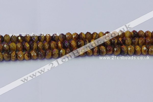 CRB1841 15.5 inches 5*8mm faceted rondelle yellow tiger eye beads