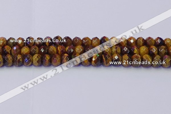 CRB1842 15.5 inches 6*10mm faceted rondelle yellow tiger eye beads