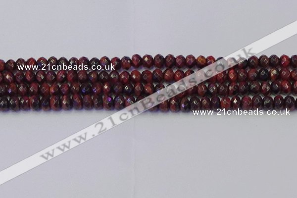 CRB1845 15.5 inches 5*8mm faceted rondelle red tiger eye beads