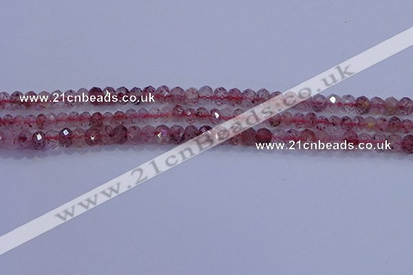 CRB1864 15.5 inches 2.5*4mm faceted rondelle strawberry quartz beads