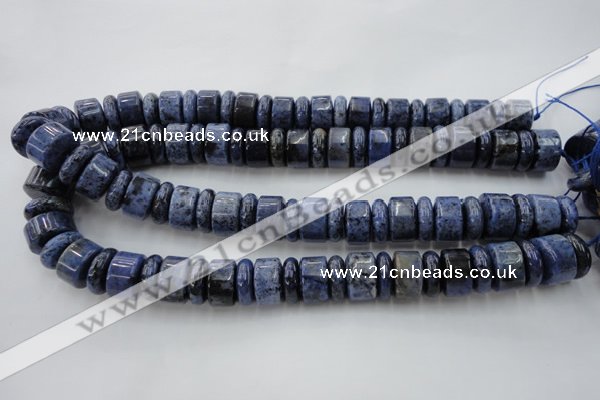 CRB187 15.5 inches 6*16mm – 10*16mm rondelle blue dumortierite beads