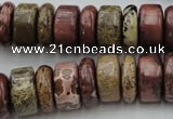 CRB191 15.5 inches 6*16mm – 10*16mm rondelle red artistic jasper beads