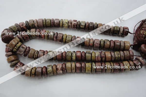 CRB191 15.5 inches 6*16mm – 10*16mm rondelle red artistic jasper beads