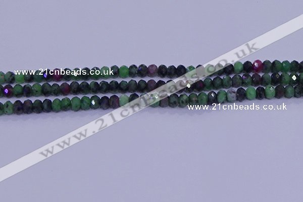 CRB1925 15.5 inches 2.5*4mm faceted rondelle ruby zoisite beads