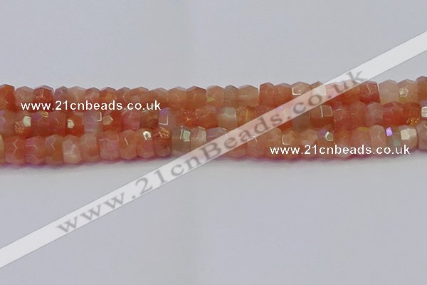 CRB1932 15.5 inches 6*10mm faceted rondelle sunstone beads