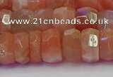 CRB1933 15.5 inches 6*12mm faceted rondelle sunstone beads