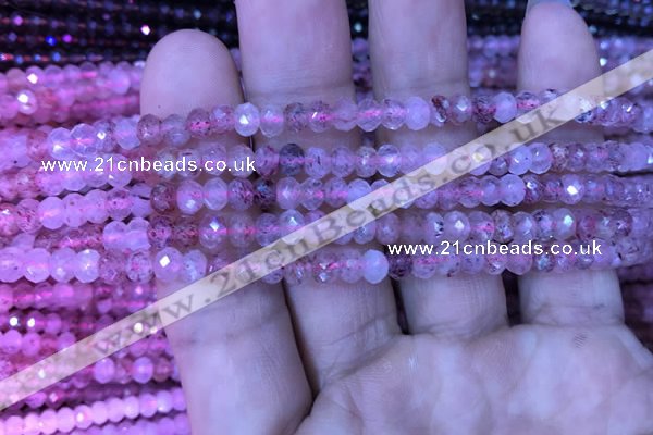 CRB1955 15.5 inches 3.5*5mm faceted rondelle strawberry quartz beads