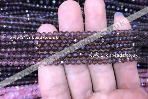 CRB1957 15.5 inches 3*4mm faceted rondelle smoky quartz beads