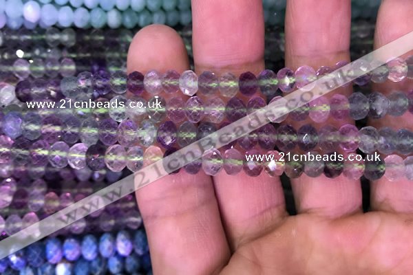 CRB1959 15.5 inches 4*6mm faceted rondelle fluorite gemstone beads