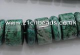 CRB197 15.5 inches 6*18mm – 13*18mm rondelle green picture jasper beads